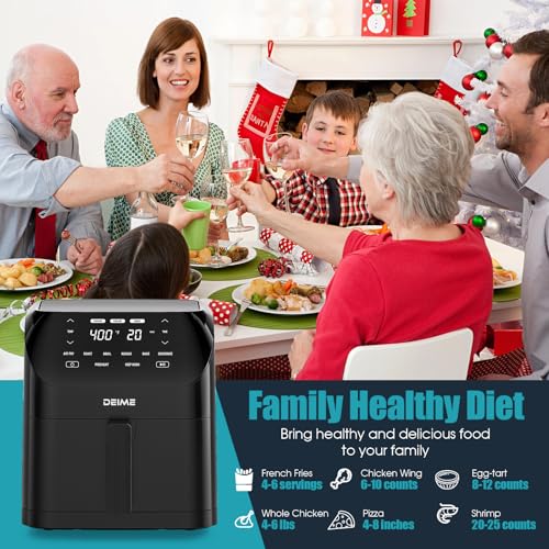 Air Fryer 6.2 QT Large Capacity Oilless Hot Air Fryers Oven 1500W Healthy Cooker with 10 Presets