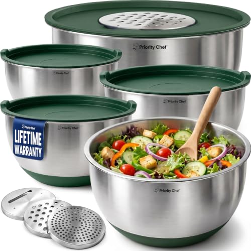 Stainless Steel Mixing Bowls with Lids Set (Green)