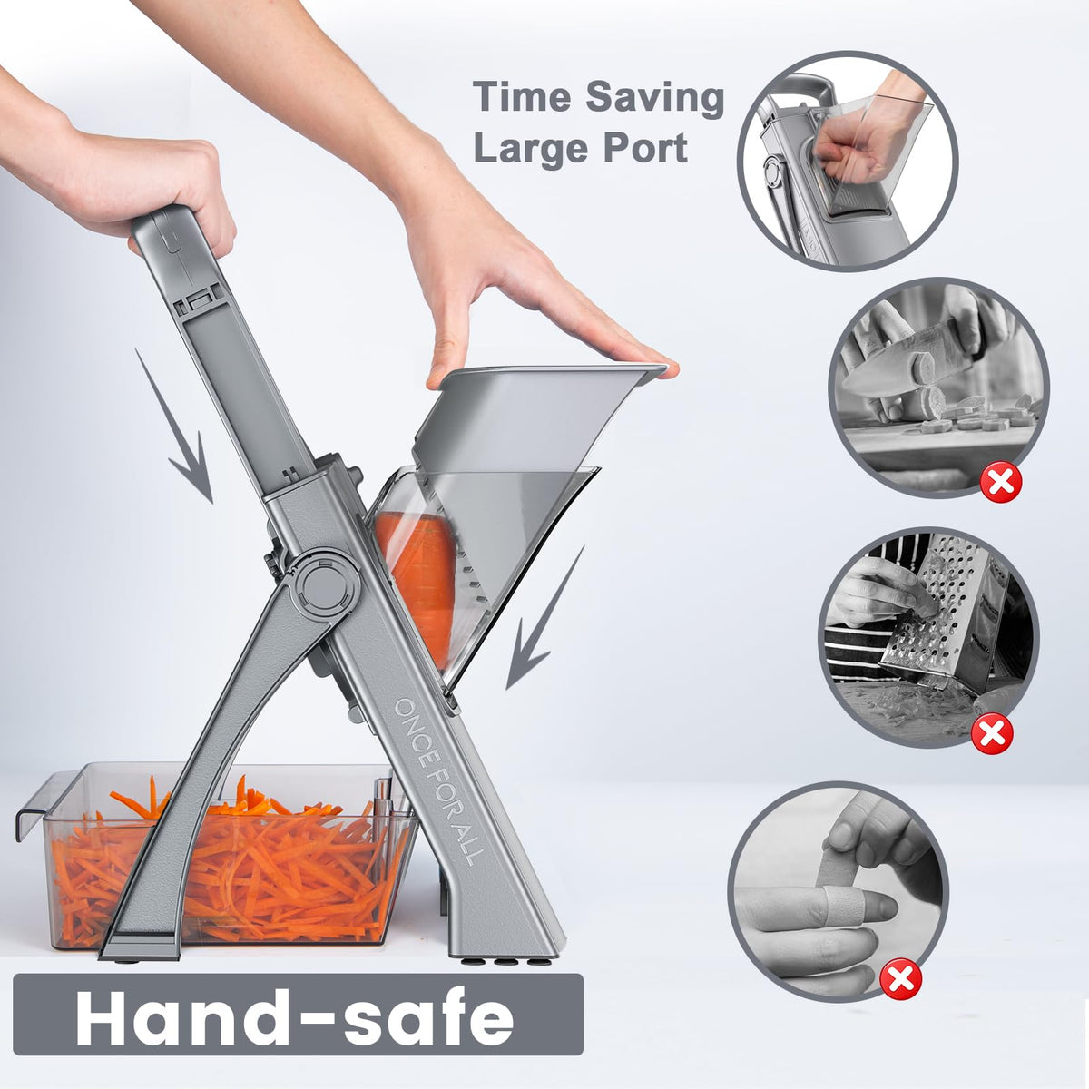 Safer Mandoline Slicer for Kitchen (Gray)