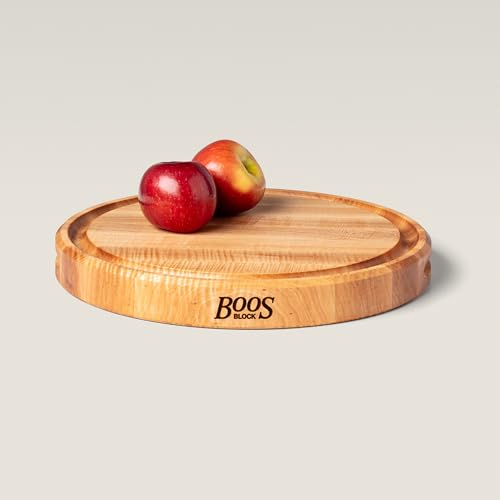 Block CB1051 1M1515175 Maple Wood Round Cutting Board with Juice Groove (Honey Blonde / 15"L x 15"W)