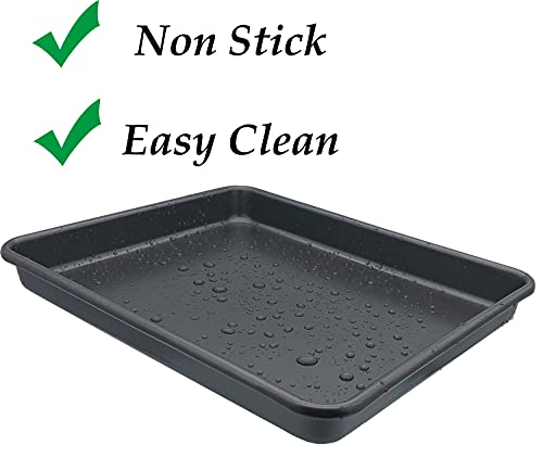 2Pcs Small Baking Sheet Mini Cookie Tray Toaster Oven Pan 11 X 9Inch Nonstick Thick Heavy Carbon Steel No Warp Bakeware for 1 to 2 Person By HYTK
