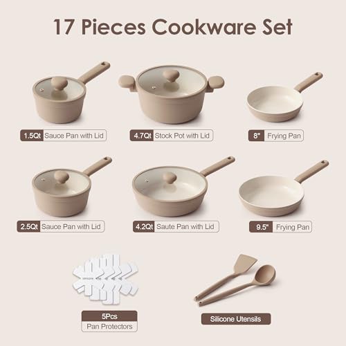 Nonstick Pots and Pans Set 17pcs