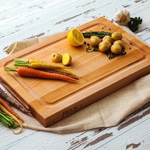 Block BBQBD Reversible Maple Wood Edge Grain BBQ Cutting Board with Juice Groove