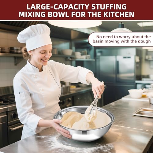 6 Pcs Stainless Steel Mixing Bowls Large for Salad (13 inch - 6pcs)