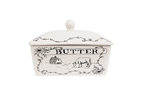 Country Stoneware Butter Dish with Lid