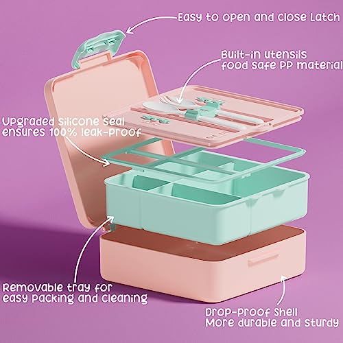 Kids Bento Lunch Box with Toddler Insulated Water Bottle Lunch Bag