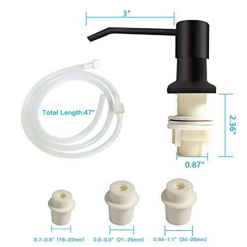 Fast Delivey) OHiHi Dish Soap Dispenser for Kitchen Sink (Brushed Nickel), Countertop Water Pump with 47” No-spill Extension Tube Kit Design For Kitchen Bathroom, Refill from the Top, No More Refills