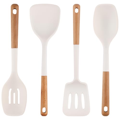 Silicone Kitchen Utensils Set of 4 (Large 4-Piece Set / White)