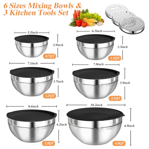 Mixing Bowls with Lids Set (Black)