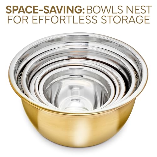 18 Piece Mixing Bowls Set with Airtight Lids (Gold)