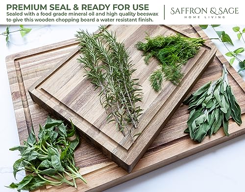 Saffron & Sage Large Wood Cutting Board (16"L x 12"W)