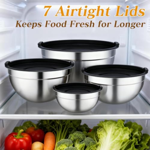 Mixing Bowls with Lids Set (Non-Silicone base 16P)