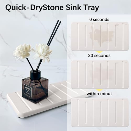 2PCS Water Absorbing Stone Tray for Cosmetics & Hand Soap & Houseplants