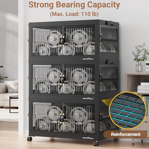 Large Stackable Storage Bins with Lids Foldable Boxes