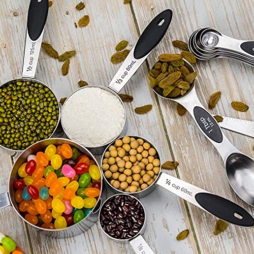 Measuring Cups and Magnetic Measuring Spoons Set (Black)