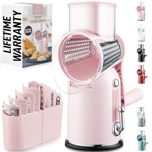 Rotary Cheese Grater 5 Blade With Reinforced Suction Base
