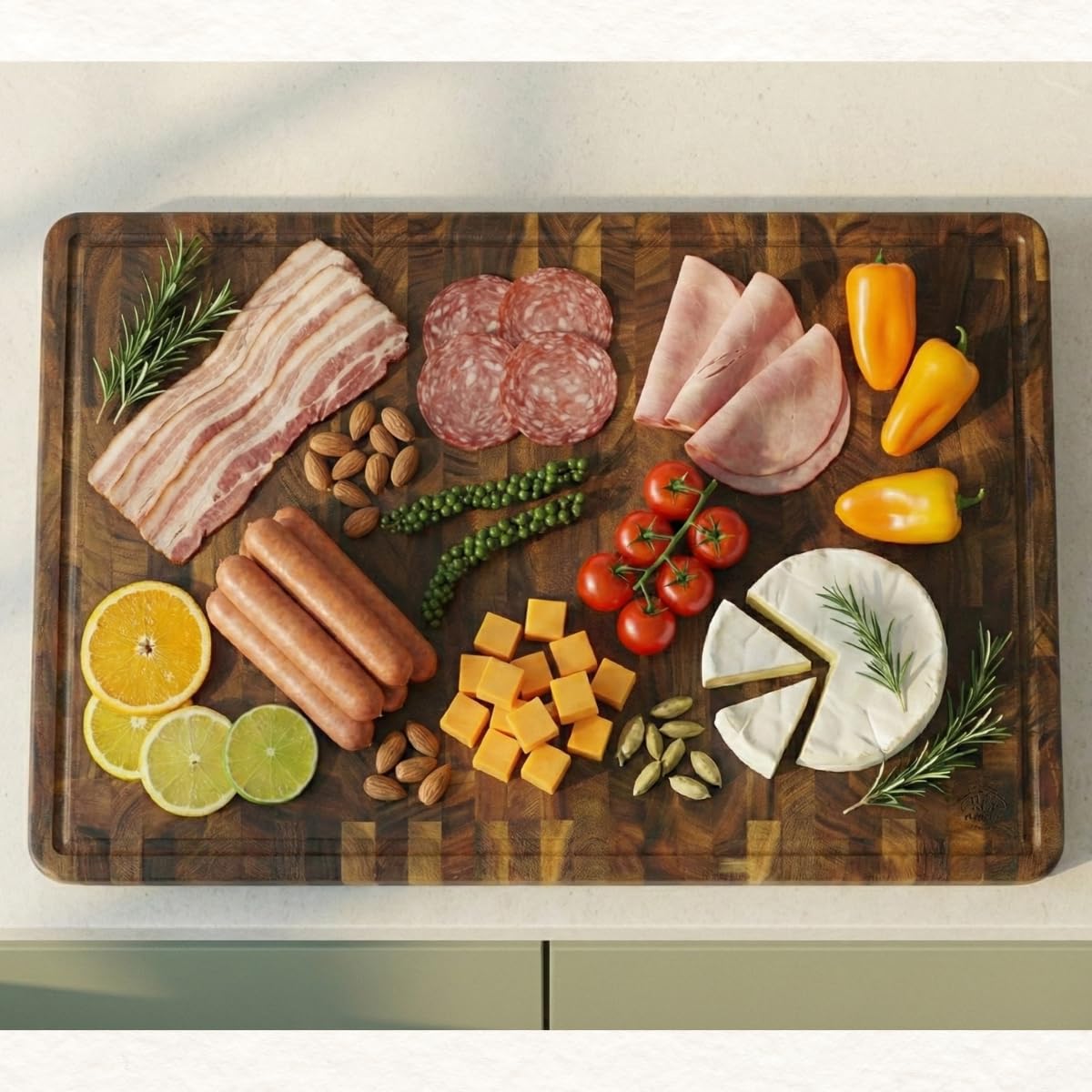 End Grain Acacia Wood Cutting Boards for Kitchen (End Grain / 24"L x 18"W)