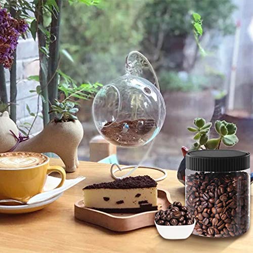 8 Oz Clear Plastic Jars with Black Lids Refillable Kitchen Storage Containers for Dry Food
