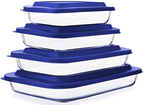 8 Piece Glass Baking Dish Set with Plastic lids