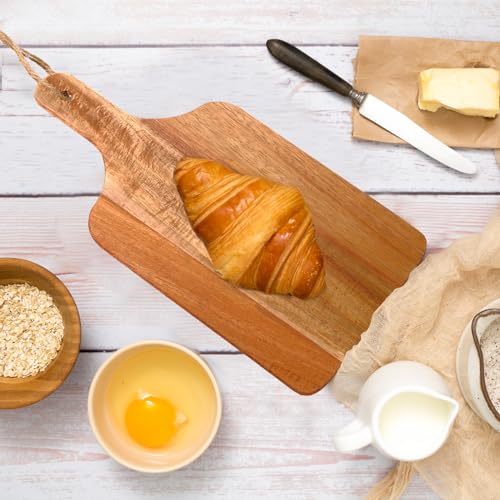 18 Pcs Acacia Wood Cutting Board Bulk Wood Cutting Board with Handle Kitchen Tray Charcuterie Boards for Pizza (12 x 6 Inch)