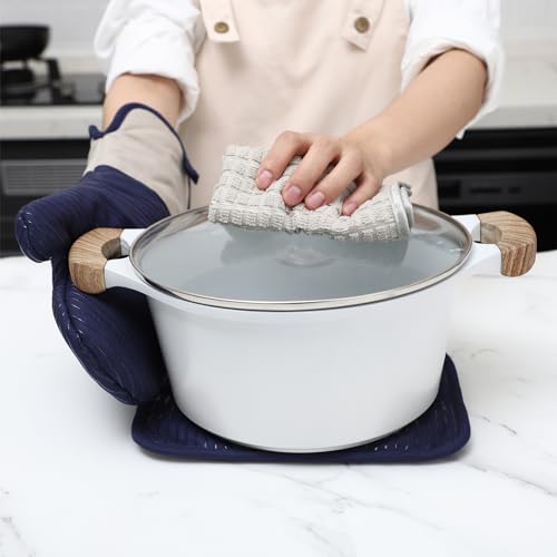 Silicone Oven Mitts (Navy / Material Mitt Set)