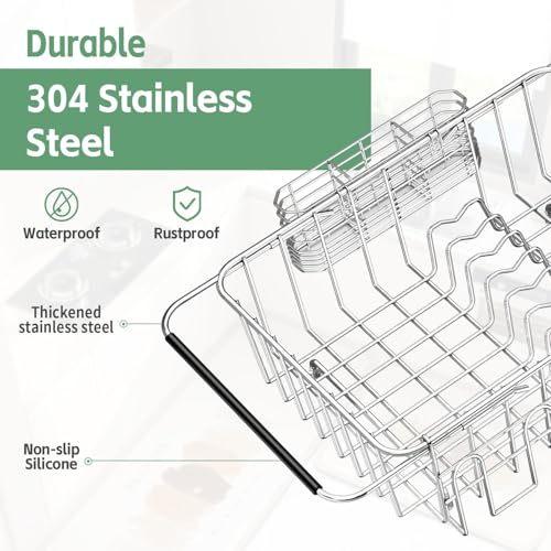 Dish Drying Rack in Sink (Medium With Cup Holder - 14.96×11.02×5.35 Inches)