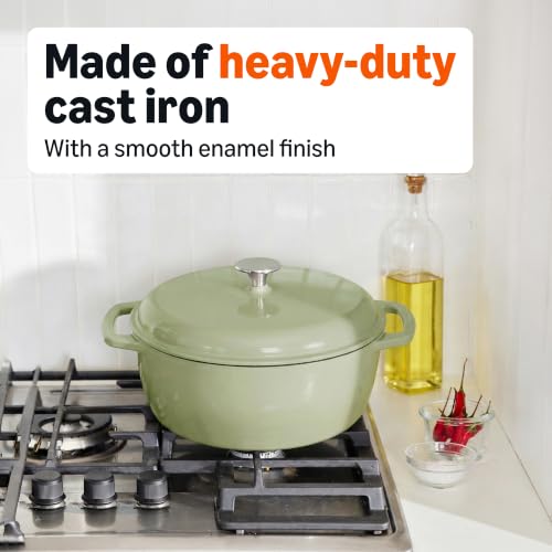 Enameled Cast Iron Dutch Oven Pot With Lid (4.3 Qt / Olive)