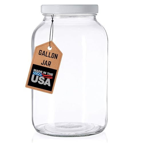 1 Gallon Glass Jar Wide Mouth with Airtight Foam Lined Plastic Lid