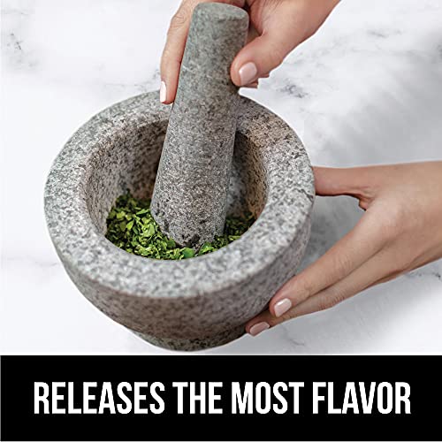 Natural Granite Stone Lab Mortar and Pestle Set (Unpolished Gray / 1.5 Cup)