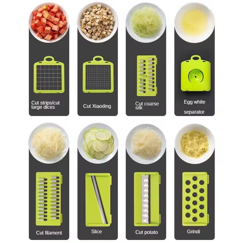 16-in-1 Vegetable Chopper & Slicer - Multifunctional Kitchen Food Cutter for Onion, Salad, Fruit with Adjustable Dicer and Storage Container