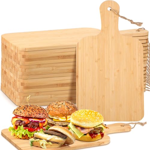 18 Pcs Bamboo Cutting Board Bulk with Handle 15" x 7" (15" X 7" / Bamboo)