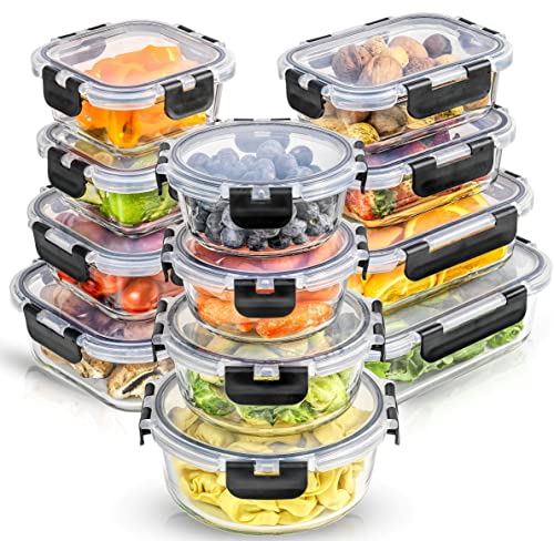 JoyFul 24pc Borosilicate Glass Storage Containers with Lids