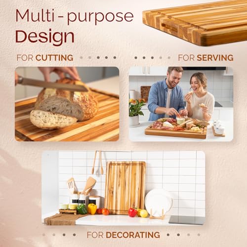 Durable Teak Cutting Boards for Kitchen (Teak / 20"L x 15"W)