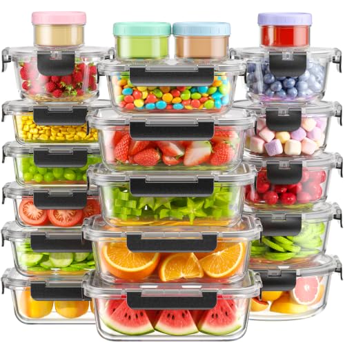 40 PCS Glass Food Storage Containers with Lids (40 PCS)