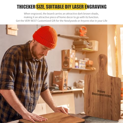 12 Pcs 16 x 10 Inch Acacia Wood Cutting Board with Handle (16"L x 10"W)