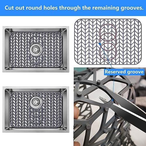 Sink Protectors for Kitchen Sink 19"x13"Silicone Kitchen Sink mat (19"x13" / Gray)