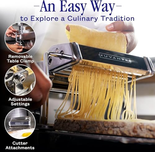 Pasta Maker with 7 Adjustable Thickness Settings (Red)