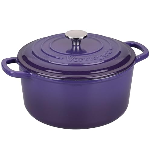 Enameled Cast Iron Dutch Oven Pot with Lid (4.5 QT / Purple)