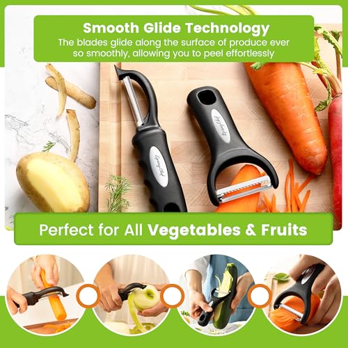 Premium Vegetable Peeler Sets for Kitchen with Stainless Steel Sharp Blades & Comfortable Handles