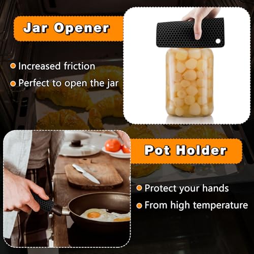 Silicone Trivets Bulk Hot Pads for Kitchen (Black)