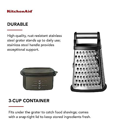 Gourmet 4 Sided Stainless Steel Box Grater with Detachable Storage Container