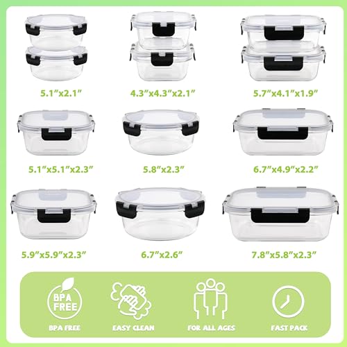 12 Packs 30 oz 15oz Glass Food Storage Containers