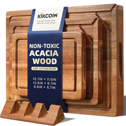Food Safe Acacia Wood Cutting Board Set (3-Piece Set)