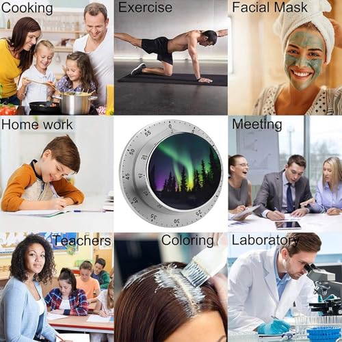 Dark Northern Lights Print Kitchen Timers for Cooking Magnetic Timer