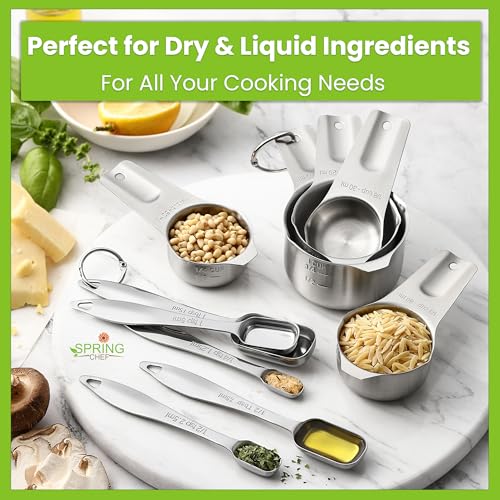 Stainless Steel Measuring Cups and Spoons Set of 10 w