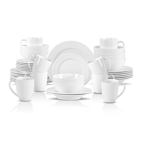 New Bone China Embossed Dinnerware Set
