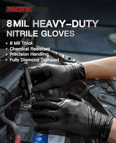 8 Mil Black Nitrile Disposable Gloves