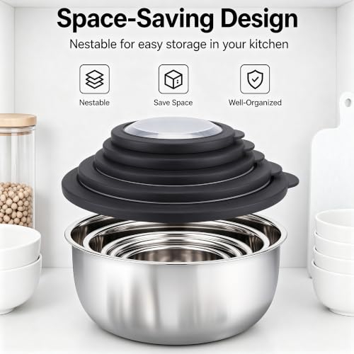 Mixing Bowls with Lids Set of 5 (Black)