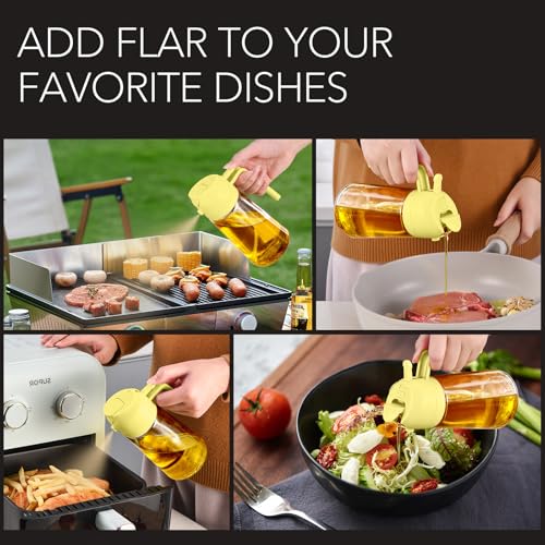 16oz 470ml Glass Olive Oil Sprayer for Cooking with Stickers (1Pc Pomelo)