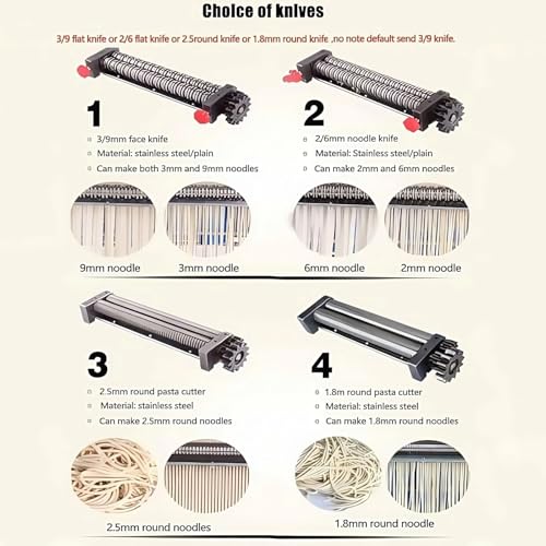 Electric Pasta Maker Machine with 18mm Flat Knife (18mm flat knife)